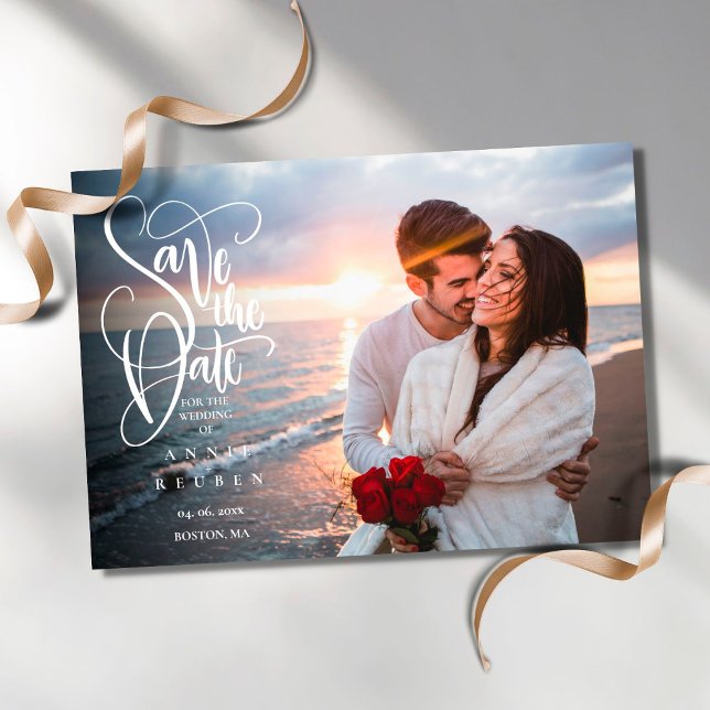Save the Date Elegantes Script-Foto Einladung (Von Creator hochgeladen)