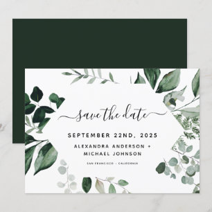 Save The Date Éléments de verdure botanique pour mariage aquarel