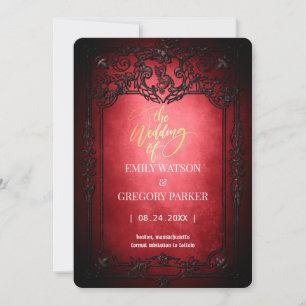 Save The Date Elgant Gothique Turquoise Rouille Rouge encadré En