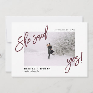 Save The Date Elle a dit oui ! Mariage photo graphique moderne
