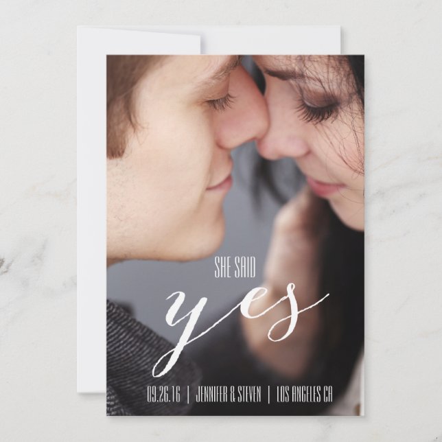 SAVE THE DATE ELLE A DIT OUI | MODERNE PHOTO ENREGISTRER LA DATE (Devant)