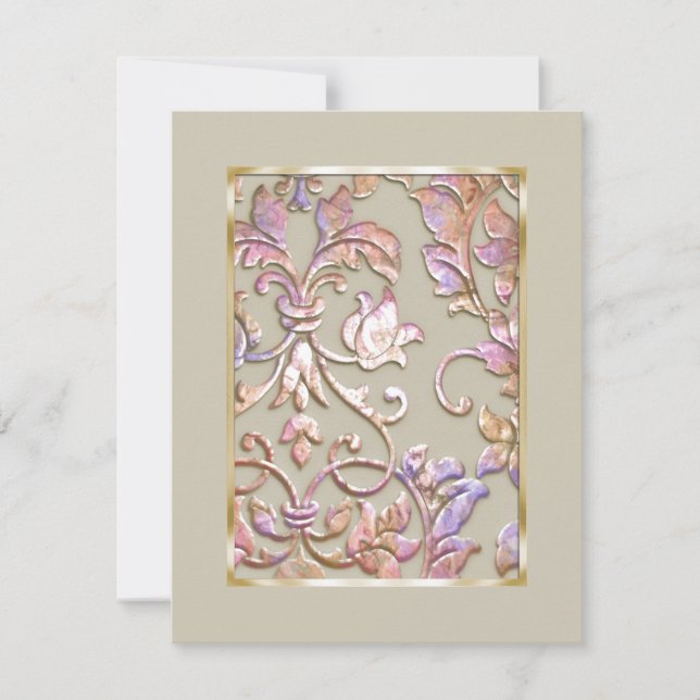 Save the Date Embossed Pastel Damask (Vorderseite)