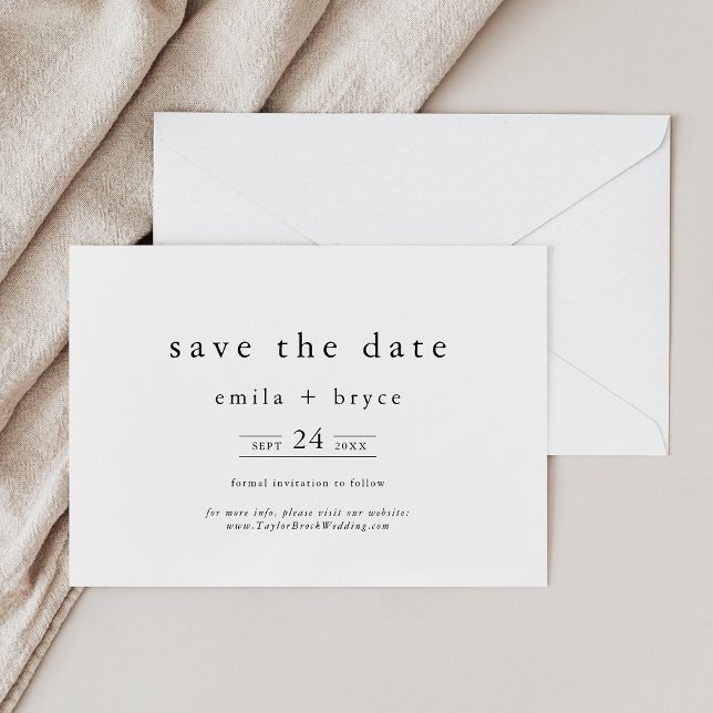 Save The Date EMELIA Rustique Simple Moderne Boho Mariage d'hive (EMELIA Rustic Simple Modern Boho Winter Wedding Save The Date)