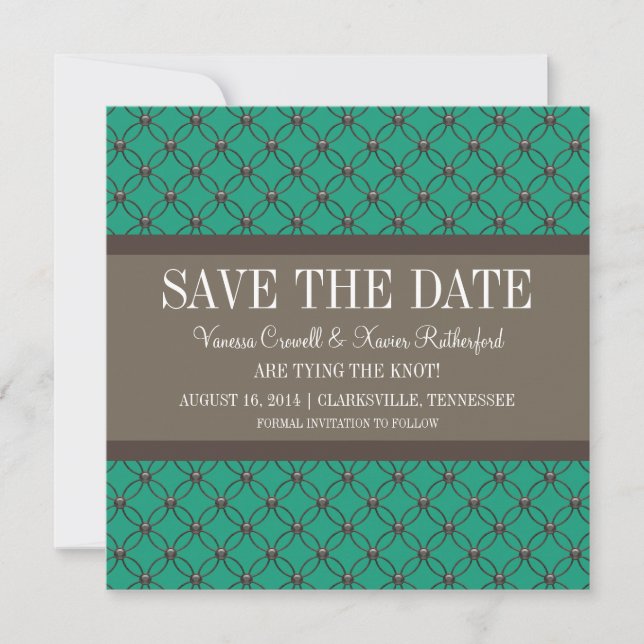 Save The Date Emerald Fancy Lattice Enregistrer la date Invitati (Devant)