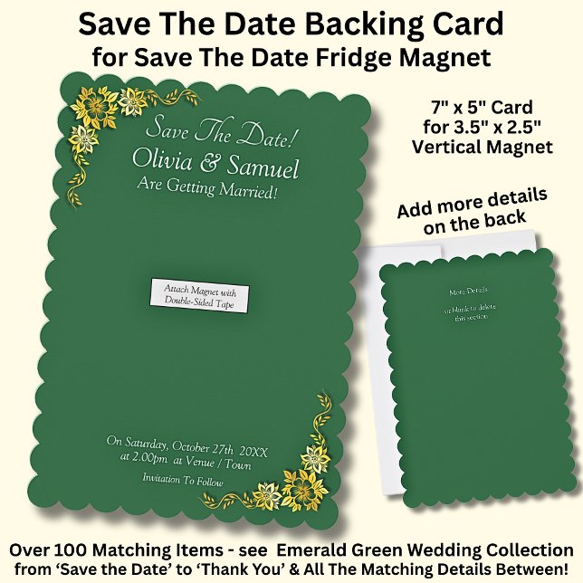 Save The Date - Emerald & Gold Magnet Backing Card (Von Creator hochgeladen)