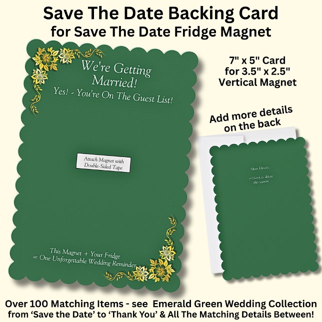 Save The Date - Emerald & Gold Magnet Backing Card (Von Creator hochgeladen)