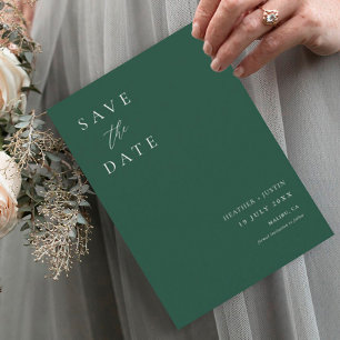 Save The Date Emerald Green Calligraphie Mariage simple
