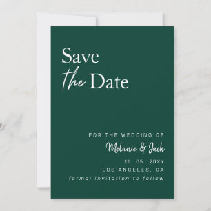 Save The Date Emerald Green Calligraphy Photo Enregistrer La Dat