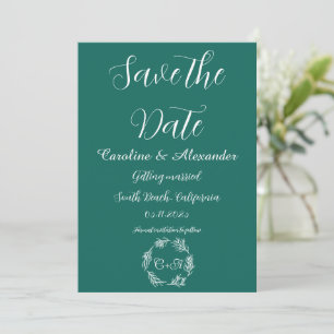 Save The Date Emerald Green Élégant simple Mariage floral
