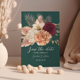 Save The Date Emerald Green Floral Mariage