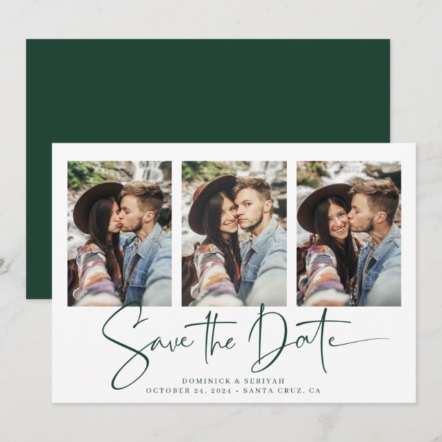 Save The Date Emerald Green Mariage manuscrit Enregistrer la dat (Devant / Derrière)
