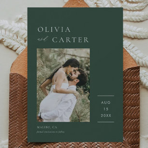 Save The Date Emerald Green Photo Mariage Modern Enregistrer la 