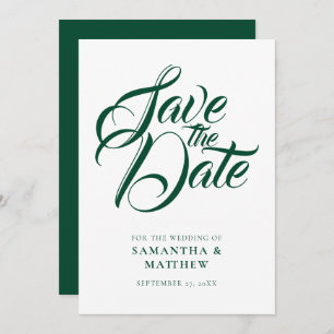 Save The Date Emerald Green Rustic Sauvegarder La Date Invitatio