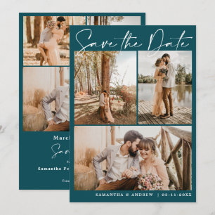 Save The Date Emerald green script 6 photo mariage enregistrer l