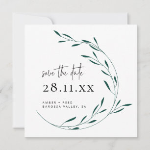 Save The Date Emerald Green Simple Wreath Carré Enregistrer la d