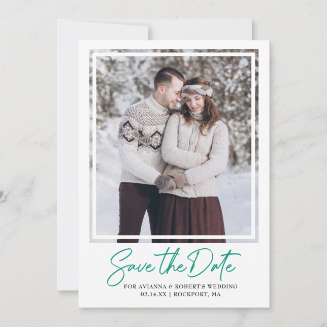 Save The Date Emerald Green Texte et photo (Devant)