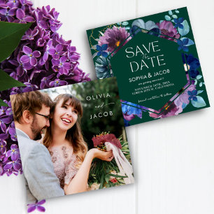 Save The Date Emerald Green Winter Dark Moody Mariage floral
