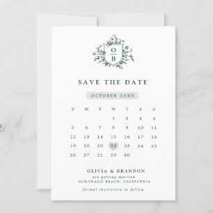Save The Date Emerald Greenery Mariage botanique Vintage