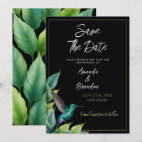 Emerald Hummingbird Tropical Feuille Mariage