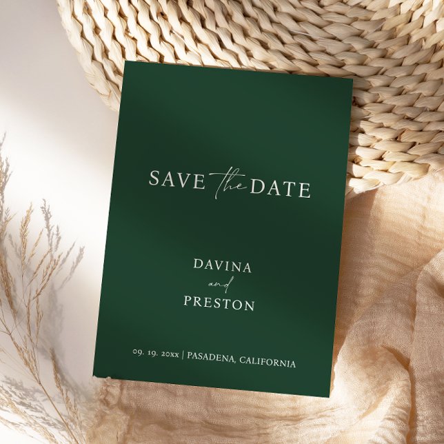 Save The Date Emerald Simple Mariage Script Photo moderne Enregi (Créateur téléchargé)