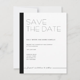 Save The Date EMILY Moderne Minimaliste Monochrome Enregistrer L