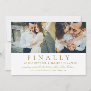 Save The Date Enfin Élégante Photo de Mariage en Or Antique
