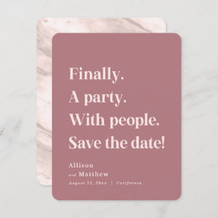 Save The Date Enfin un parti simple texte Dusty Rose minimaliste