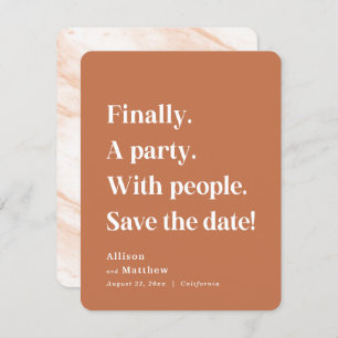 Save The Date Enfin une partie Texte simple Terracotta Minimalis