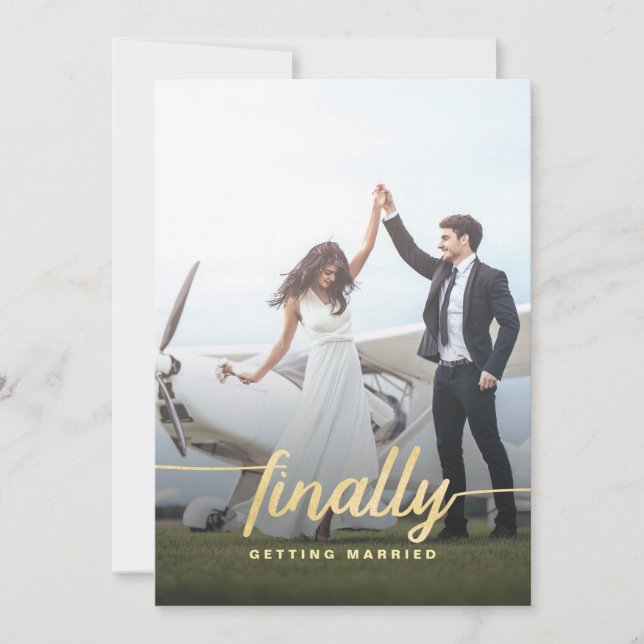 Save The Date Enfin une photo de mariage drôle enregistrée à la  (Devant)