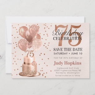 Save The Date Enregistrer La Date 75e Anniversaire Rose Gold Cak