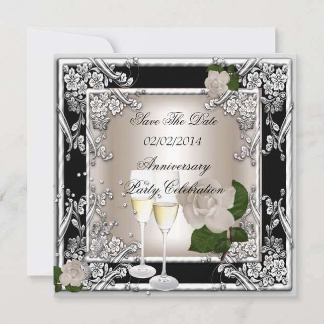 Save The Date Enregistrer La Date Anniversaire Mariage Crème Noi (Devant)