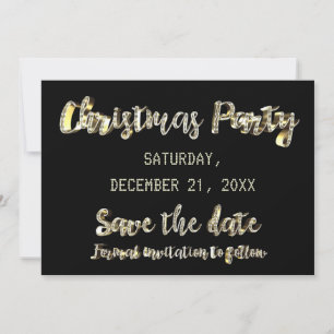 Save The Date Enregistrer La Date Black Gold Script Christmas Pa