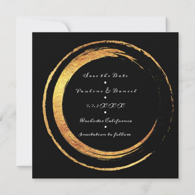 Save The Date Enregistrer La Date Black White Golden Circles Lux (Devant)