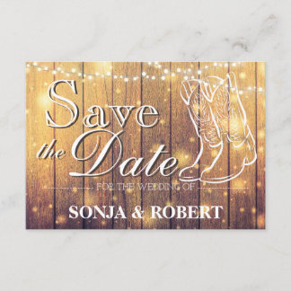 Save The Date Enregistrer la date - Botte de cowboy, Bois avec l