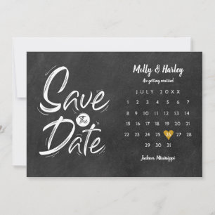 Save The Date Enregistrer la date Calendrier Gold Heart Chalkboa