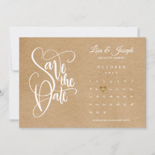 Save The Date Enregistrer la date Calendrier Gold Heart Rustic K