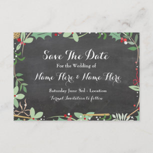 Save The Date Enregistrer La Date Chalk Rustic Winter Holidays B