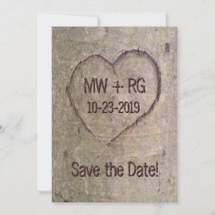 Save The Date Enregistrer la date, coeur sculpté dans l'arbre Fa