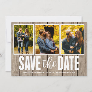 Save The Date Enregistrer la date Collage photo Rustic Light Woo