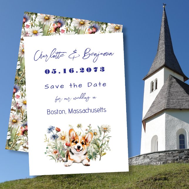 Save The Date Enregistrer la date Corgi Dog Mariage annonces (Créateur téléchargé)