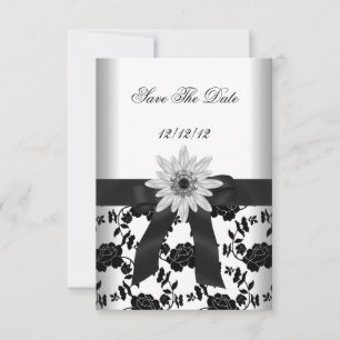 Save The Date Enregistrer la date de la fête Black White Flower 