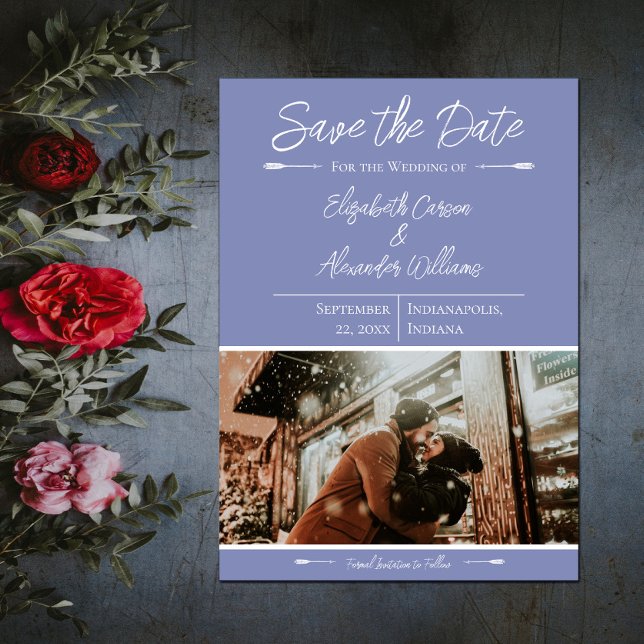 Save The Date Enregistrer la date de la photo moderne | Pervench (Modern Photo Save the Date - Periwinkle)