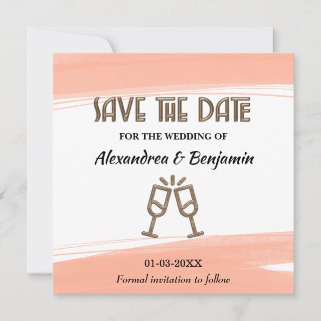 Save The Date Enregistrer la date de mariage moderne aquarelle p (Devant)