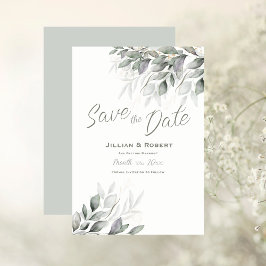 Save The Date Enregistrer la date Elegant Feuilles aquarelle