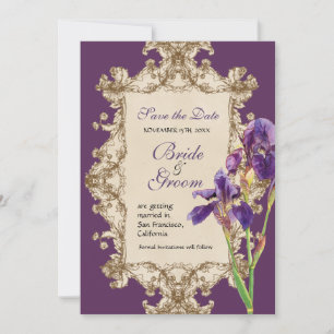 Save The Date Enregistrer la date - Elegant Iris Monogram Invita
