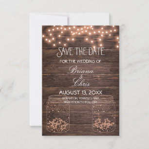 Save The Date Enregistrer la date Elegant Rustic Mason Jar Lumiè