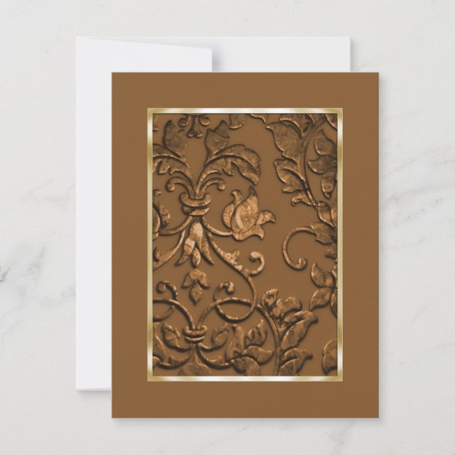 Save The Date Enregistrer la date Embossed Copper Damask (Devant)