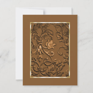 Save The Date Enregistrer la date Embossed Copper Damask