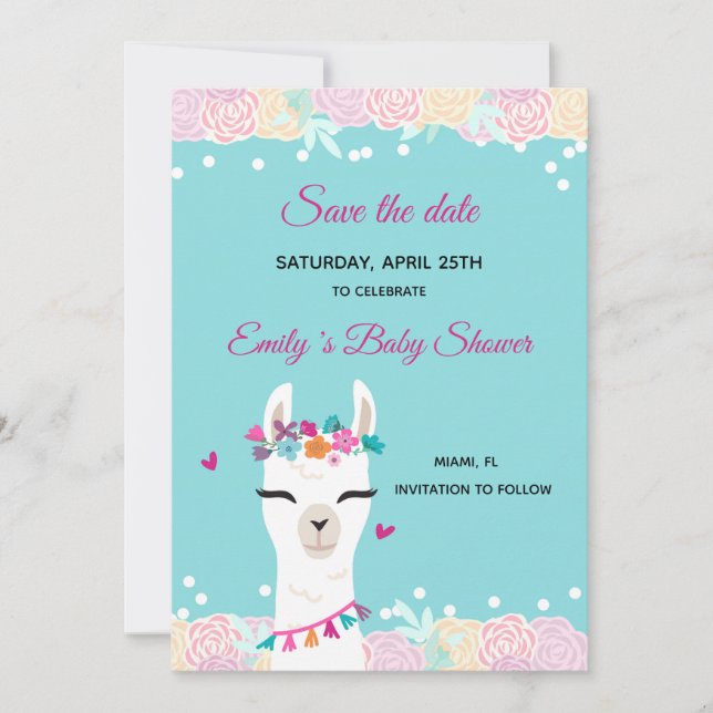 Save The Date Enregistrer La Date Face Alpaca Lama (Devant)