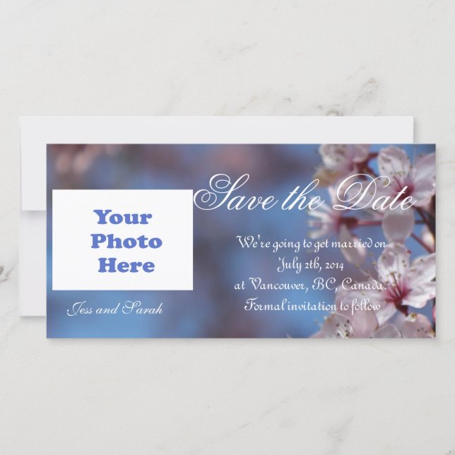 Save The Date enregistrer la date, fleur de cerisier (Devant)